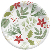 Festive Holly Berry 8.5" Round Paper Plates